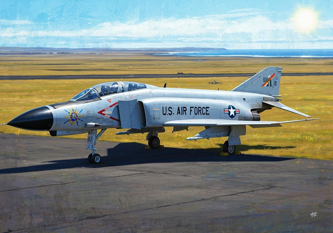 F-4 Phantom Jet in Iceland: Expressive Painting
