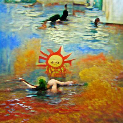 Swim On The Sun in Lowbrow Impressionism