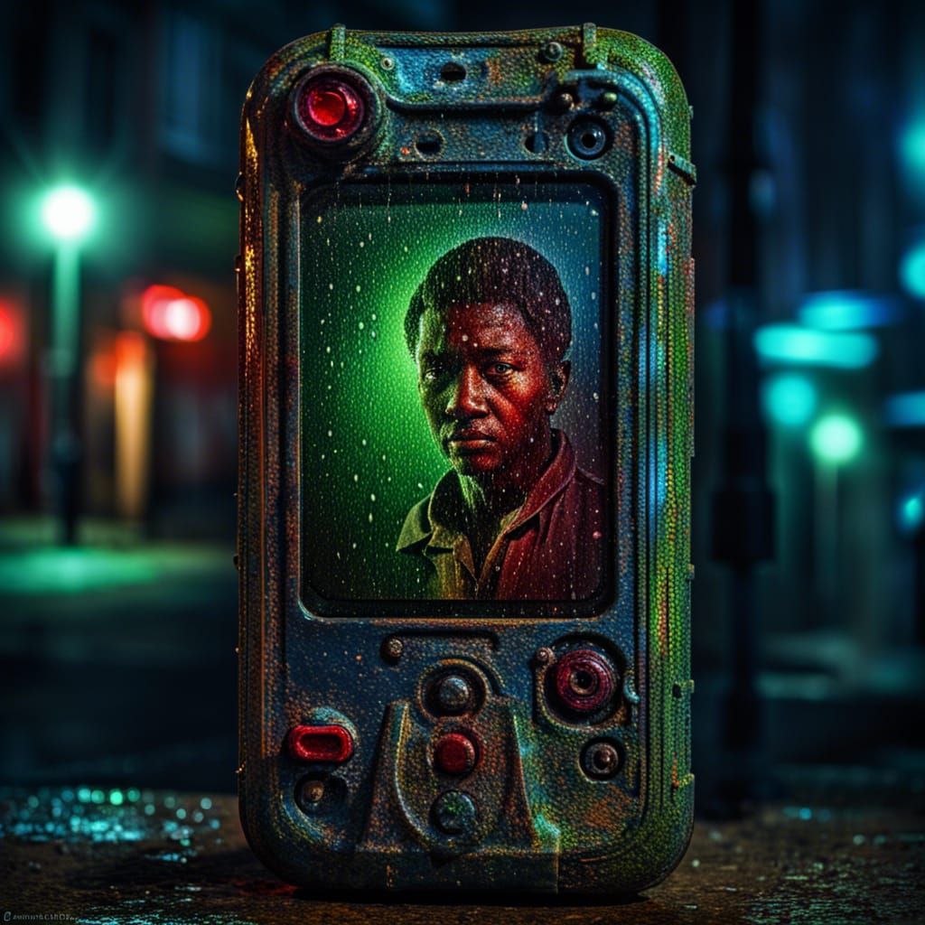 Glowing Mobile Phone Hybrid in Heavy Rain