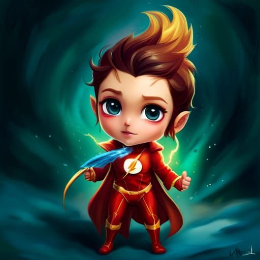 Adorable Chibi Flash: A Polychromatic Splash Art