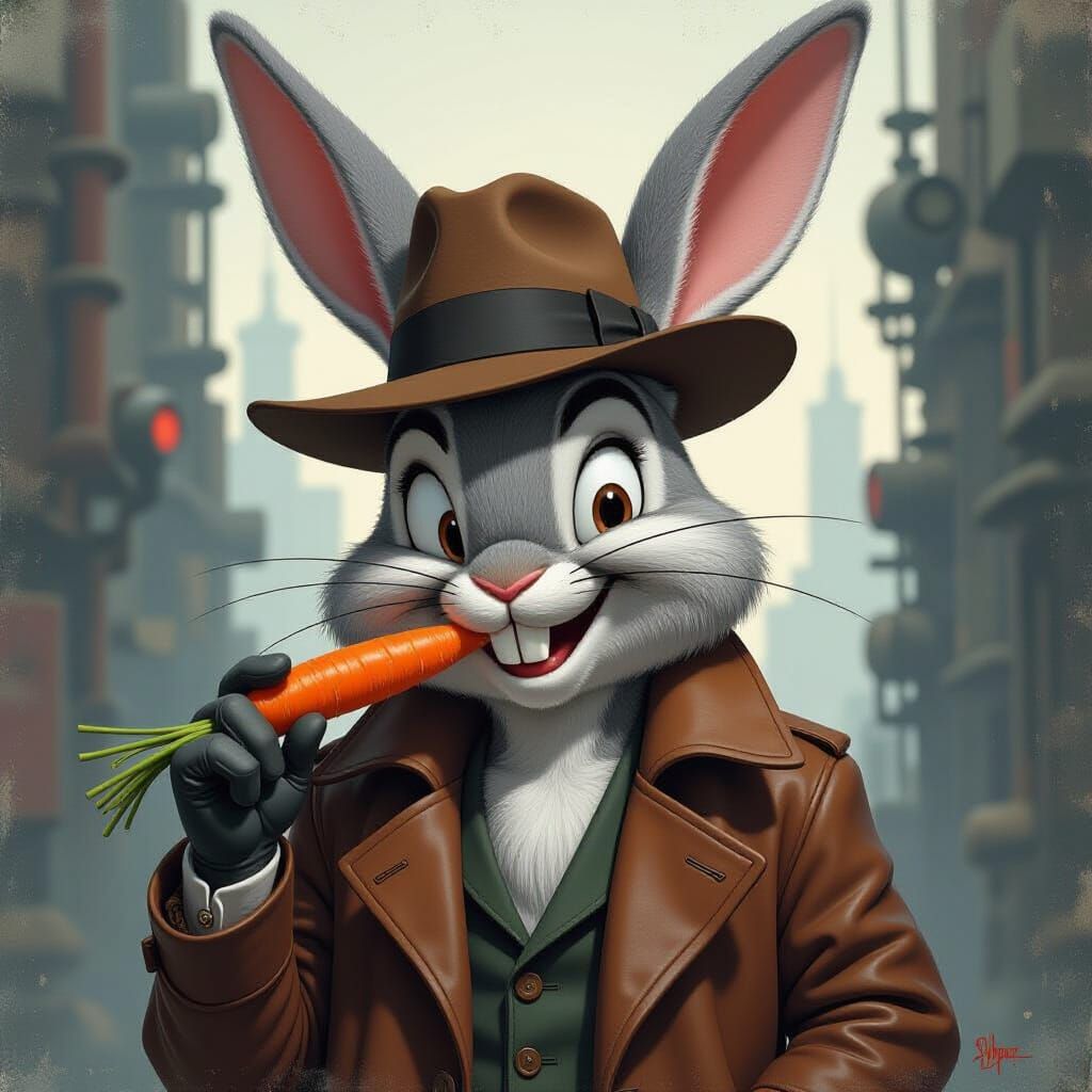 Bugs Bunny as Dieselpunk Oil Painting