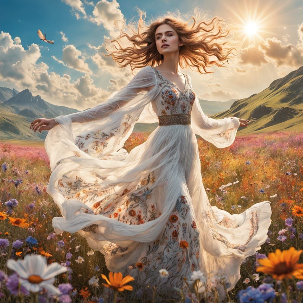 Whimsical Wildflower Field in Delicate Dreamlike Atmosphere