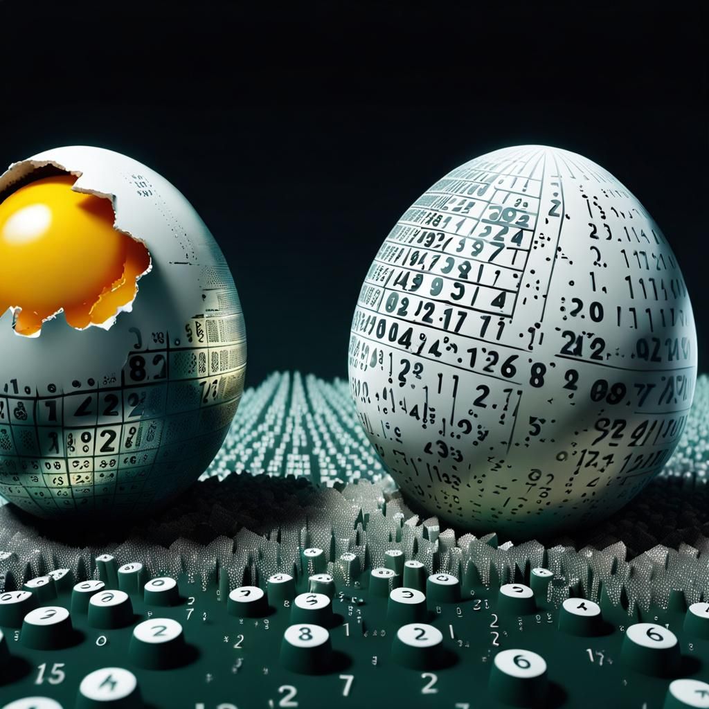 Surreal Matrix: Digital Art with Broken Egg