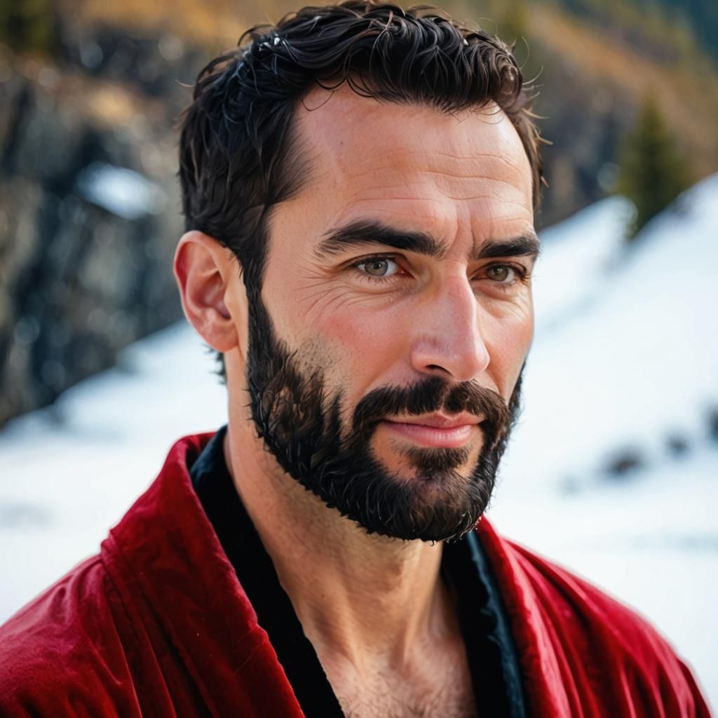 Post-Impressionist Man in Red Velvet Robe