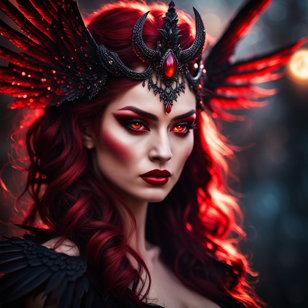 Seductive Demon Queen in Moonlight: Professional Photography