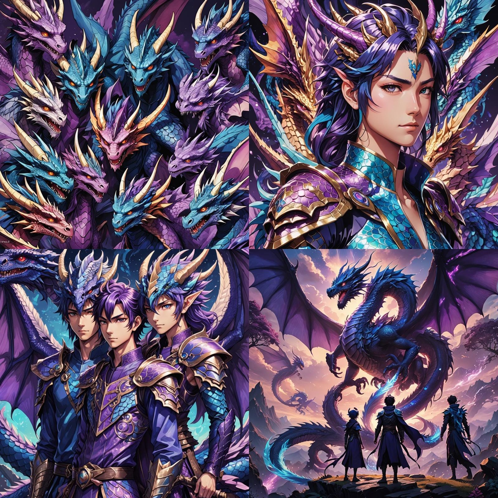 Dragon-Human Hybrids in Anime Style