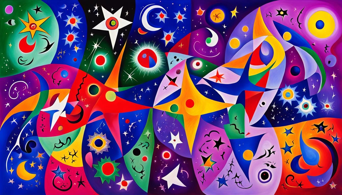 Cosmic Stars Dance in Abstract Expressionism