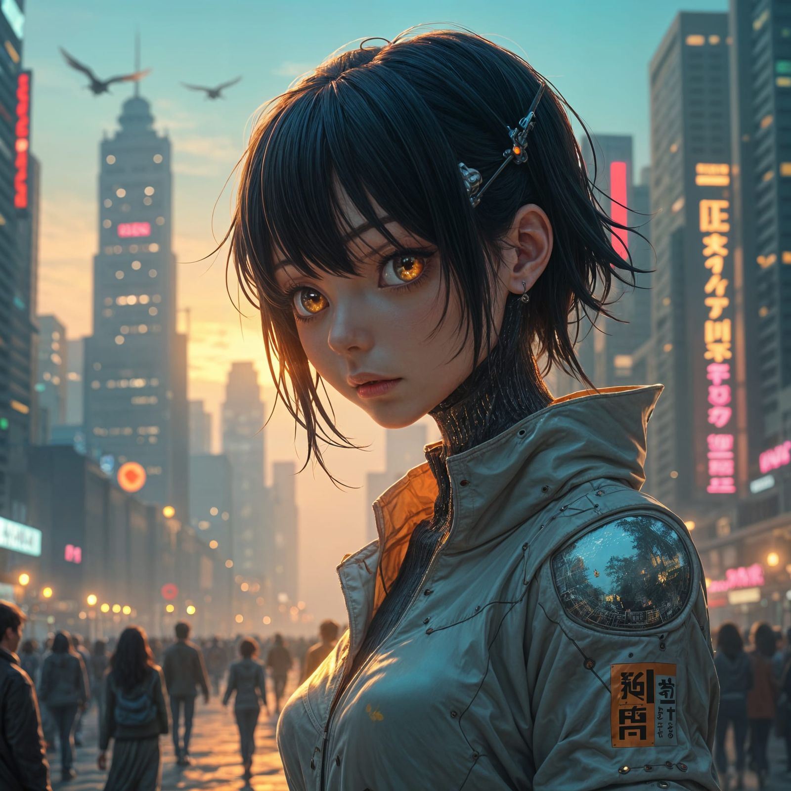 Anime-Inspired Portrait of Resilient Android