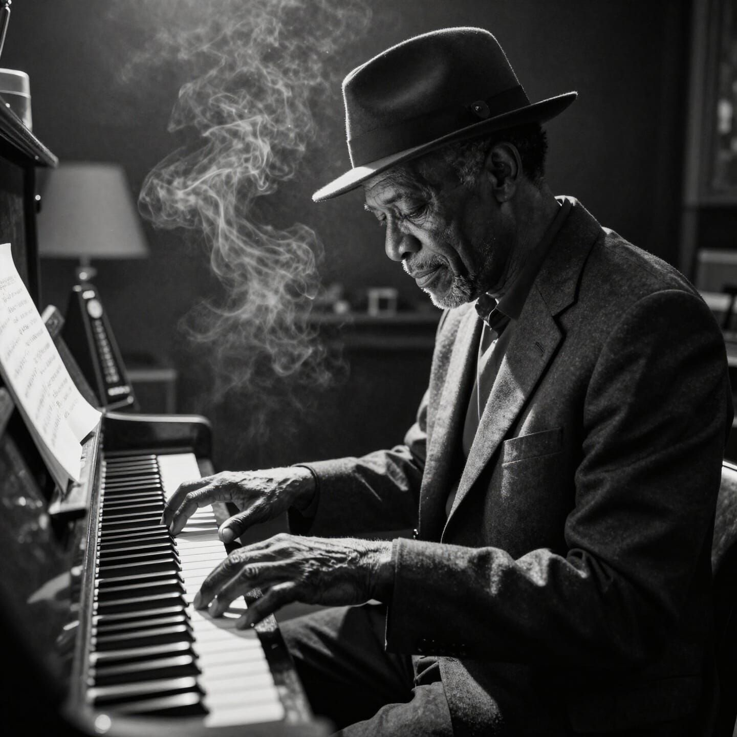 Soulful Musician Lost in Music