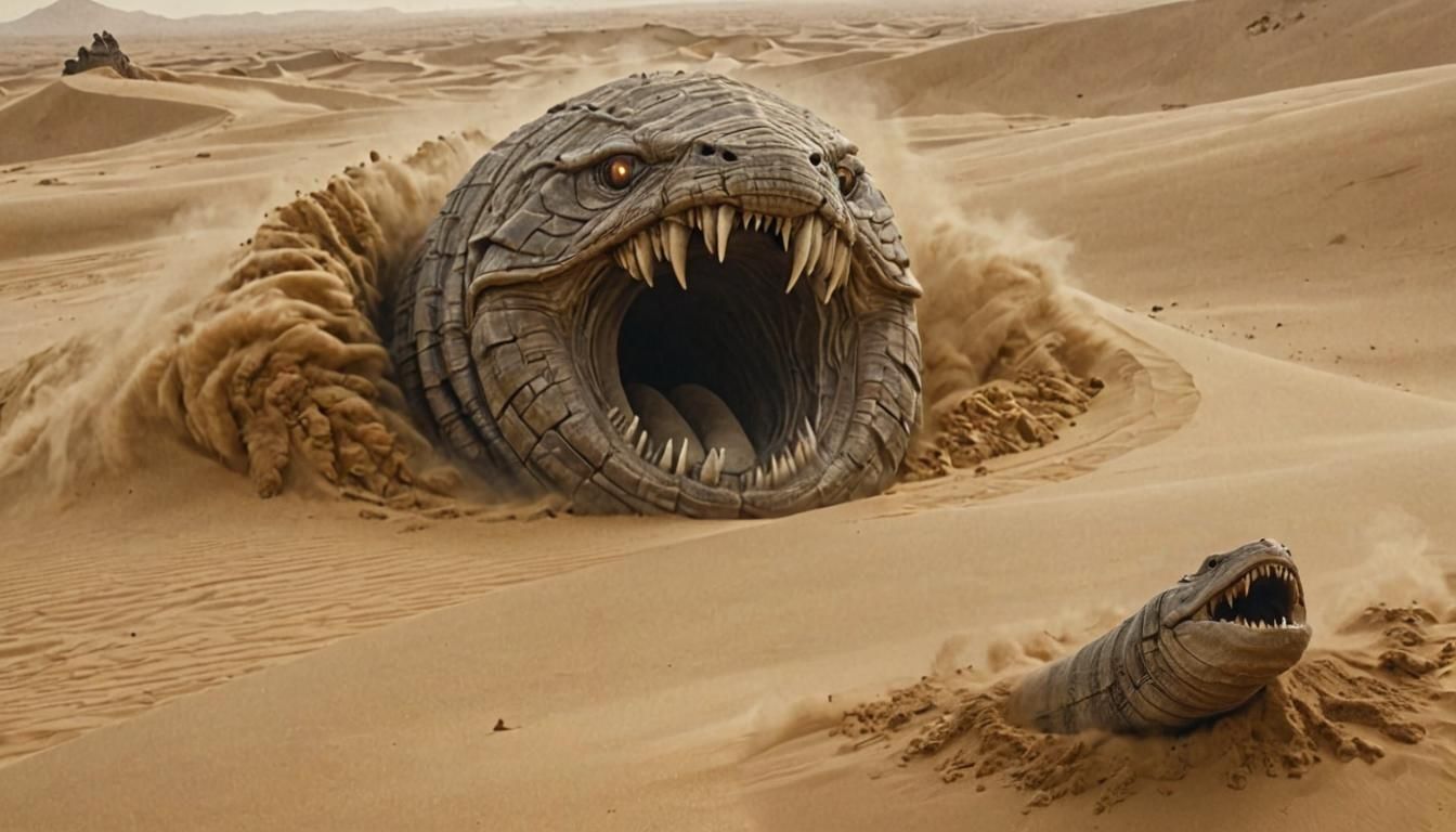 Mummy and baby giant sand worm