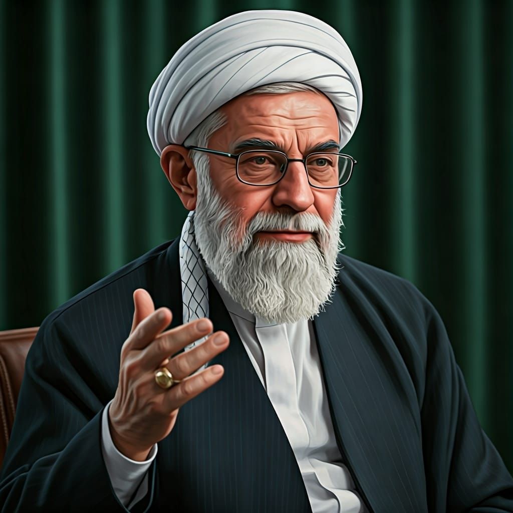 Text Overlay on Portrait of President Khamenei