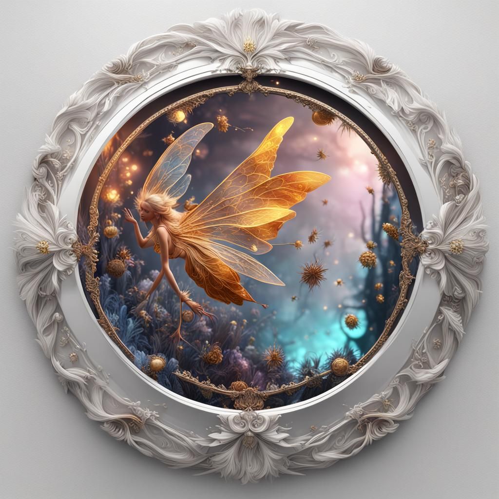 Fantasy Fairies in Surreal 3D Foil Mirror
