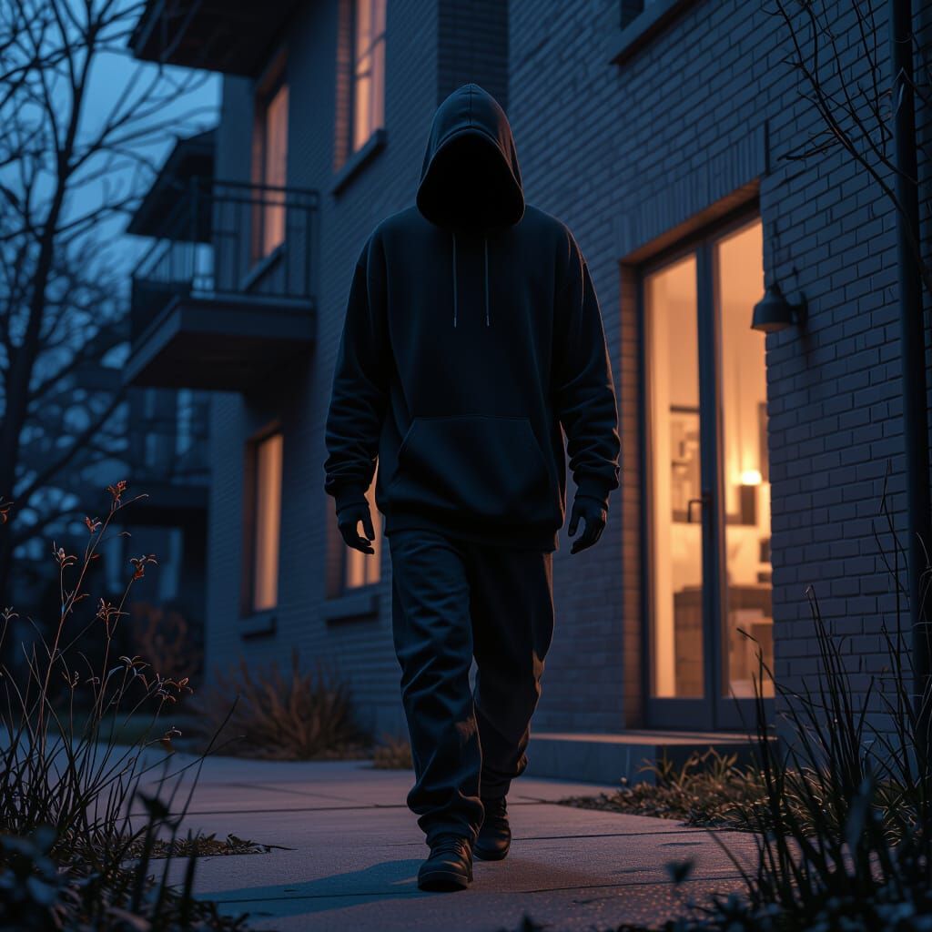 Spooky Tall Man Lurks in Shadowy Apartment Building