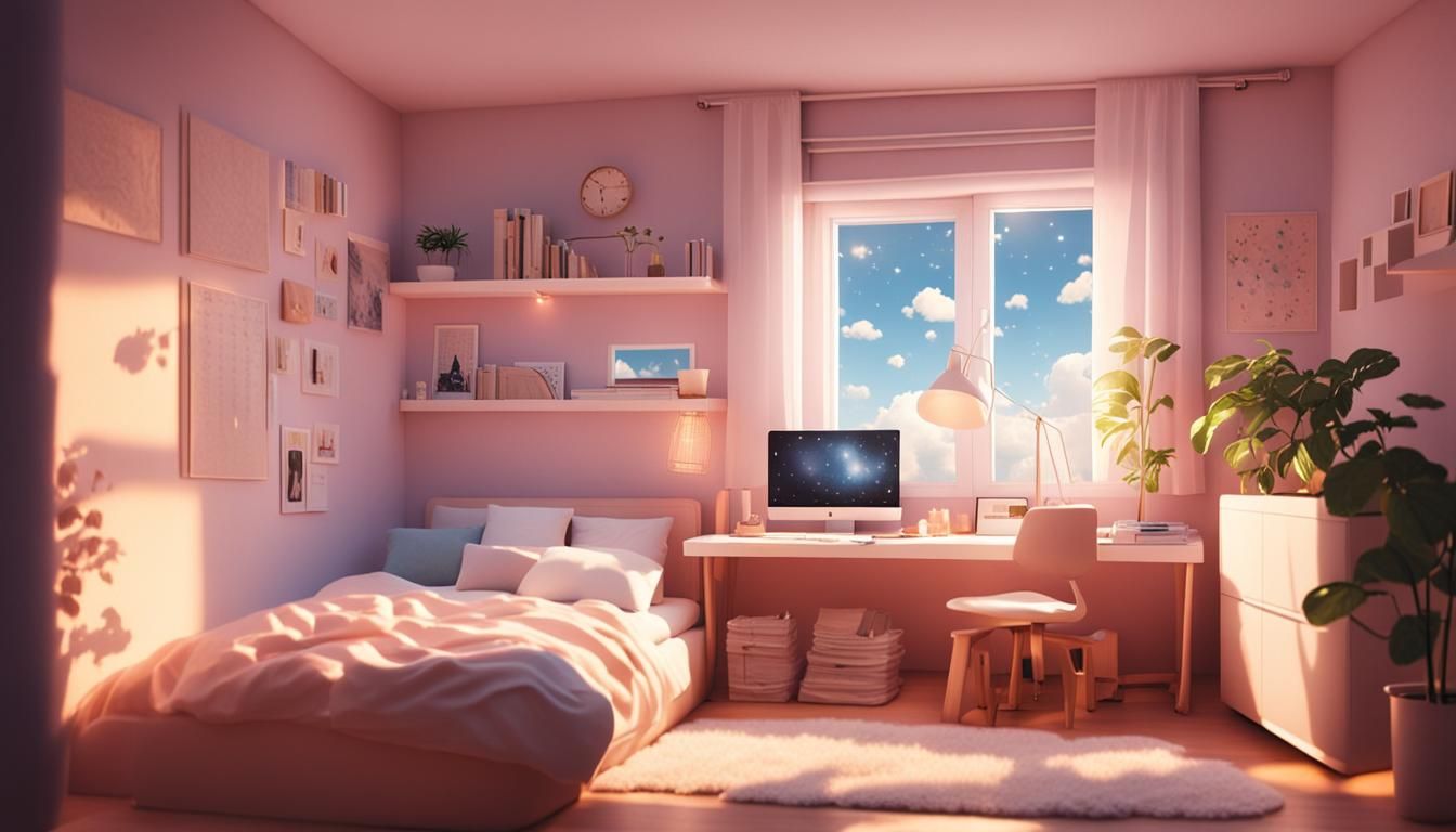 Cozy Lofi Girl's Bedroom with Heavenly Sunshine