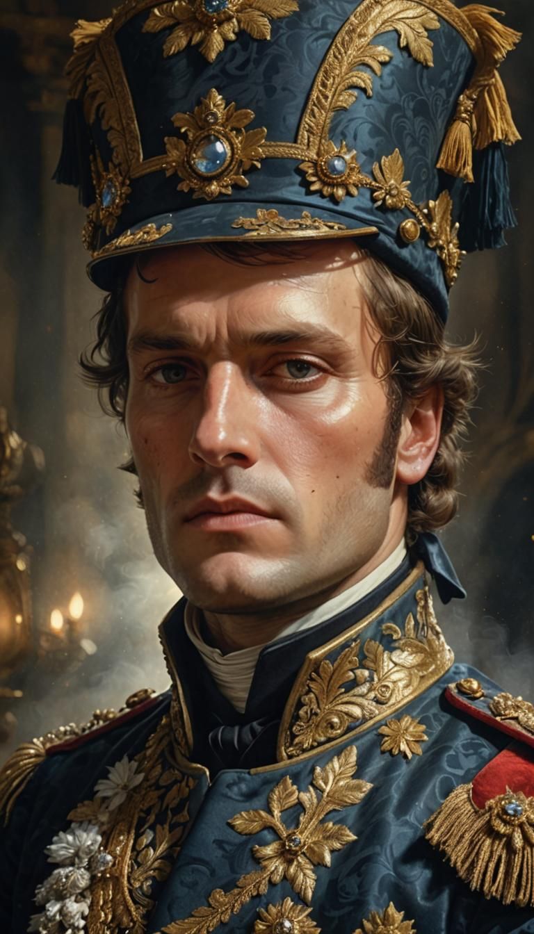 Napoleon Portrait in Opulent Throne Room, Oil Painting