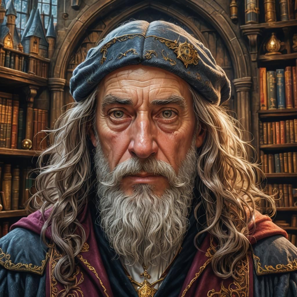 Magical Wizard Shop: Hyperrealistic Fantasy Portrait
