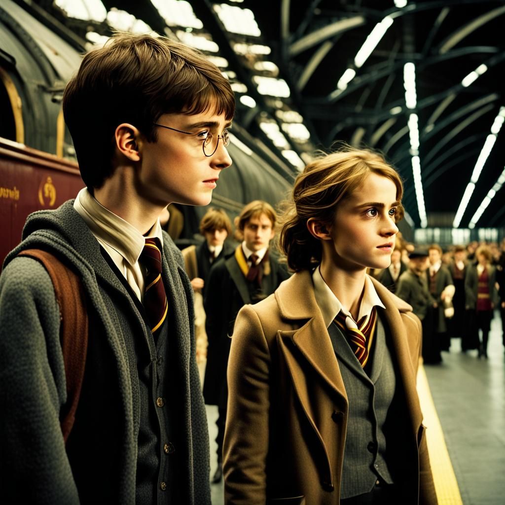 Daniel Radcliffe as Harry potter and emma watson as Hermione...