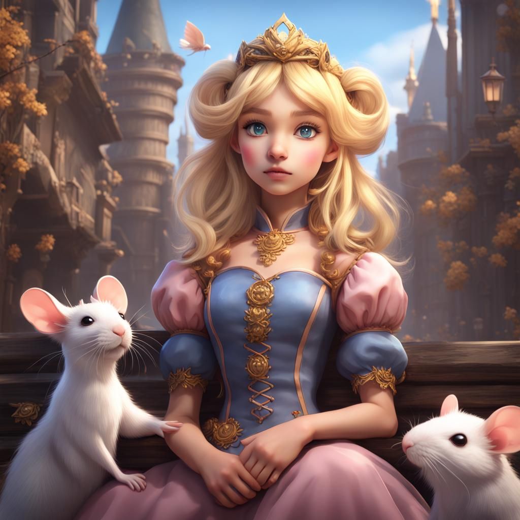 Anime Princess Kenny with Rats: Detailed Matte Painting