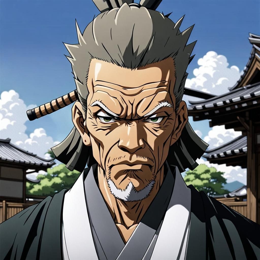 Robert Freeman as Old Samurai in Anime Style