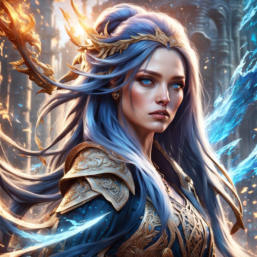 Girl with Blue Eyes: Detailed Matte Painting