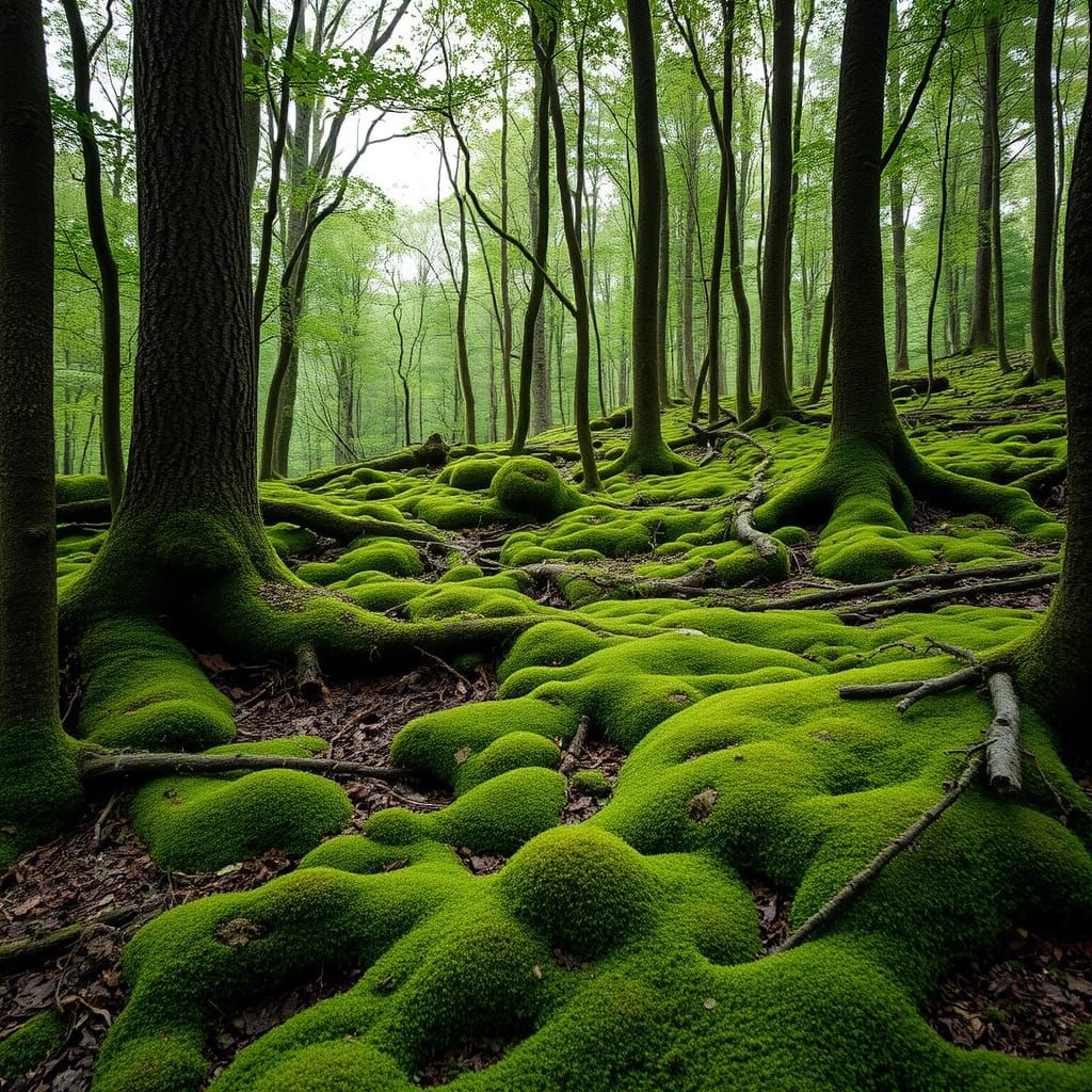 Lush Moss-Covered Forest Floor