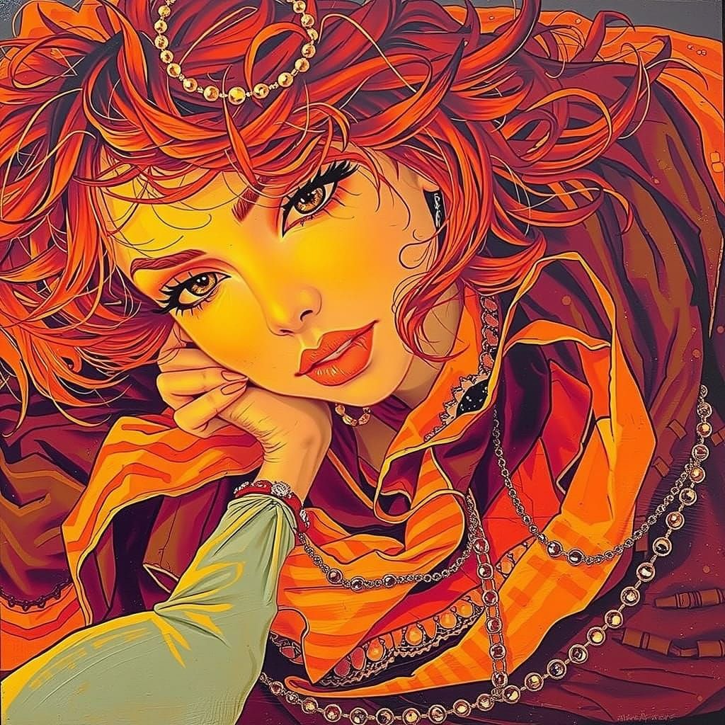 Glamorous Woman on Windswept Moor at Twilight