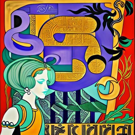 Greek Alphabet in Aubrey Beardsley Style