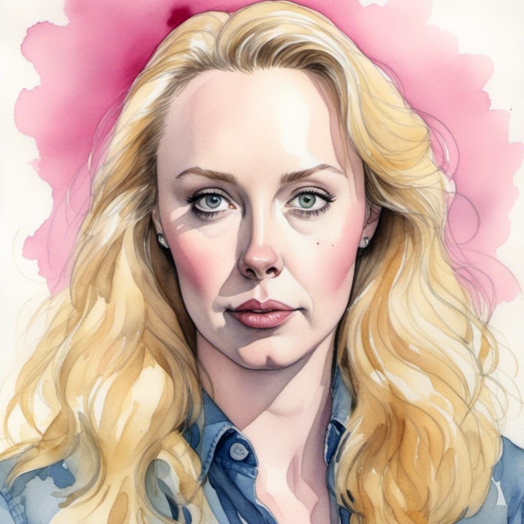 Watercolor Comic Trans Woman Portrait