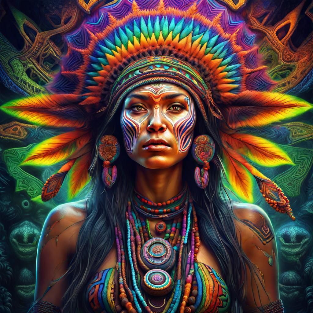 Psychedelic Shaman Woman in Fantasy Art Style