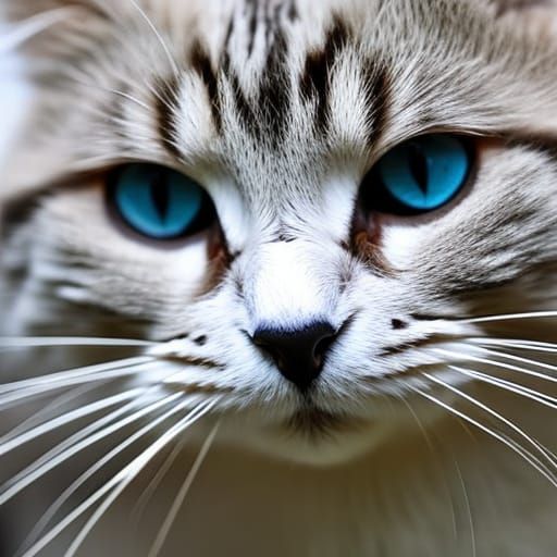 Fluffy Ragdoll Cat with Piercing Blue Eyes in 4K