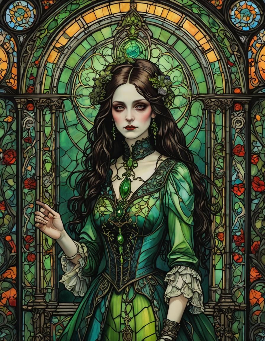 Victorian Gothic Stained Glass Absinthe Art