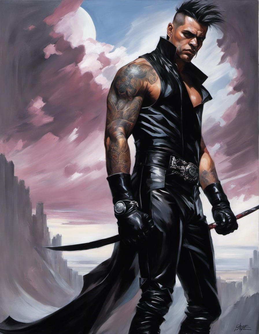 Emo Punk Boxer with Black Rose Gloves as Acrylic