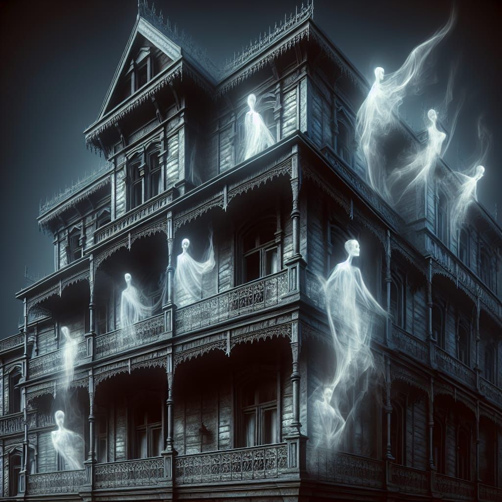 Eerie Haunted House with Spectral Entities