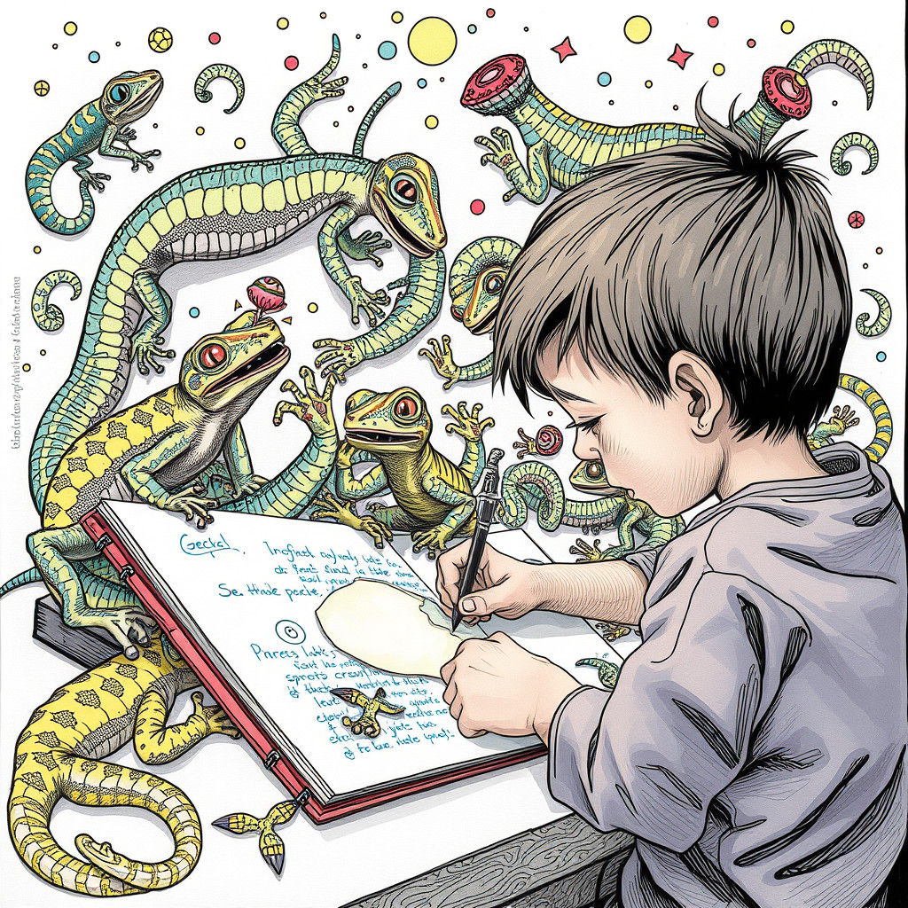 Psychedelic Geckos Emerge from Doodle World