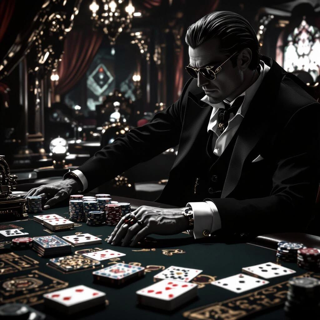 Gambler in Mystical Casino, Fantasy Concept Art Style