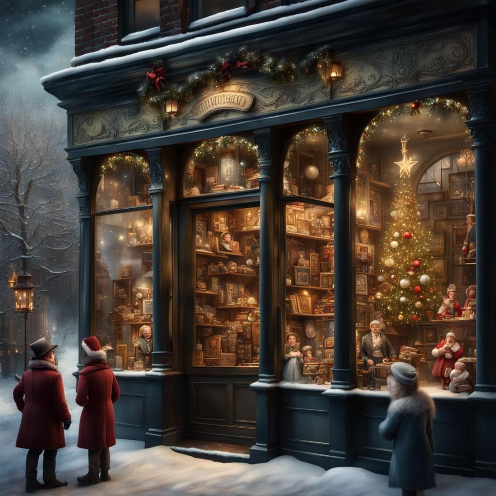 Victorian Christmas Toy Shop Window Display