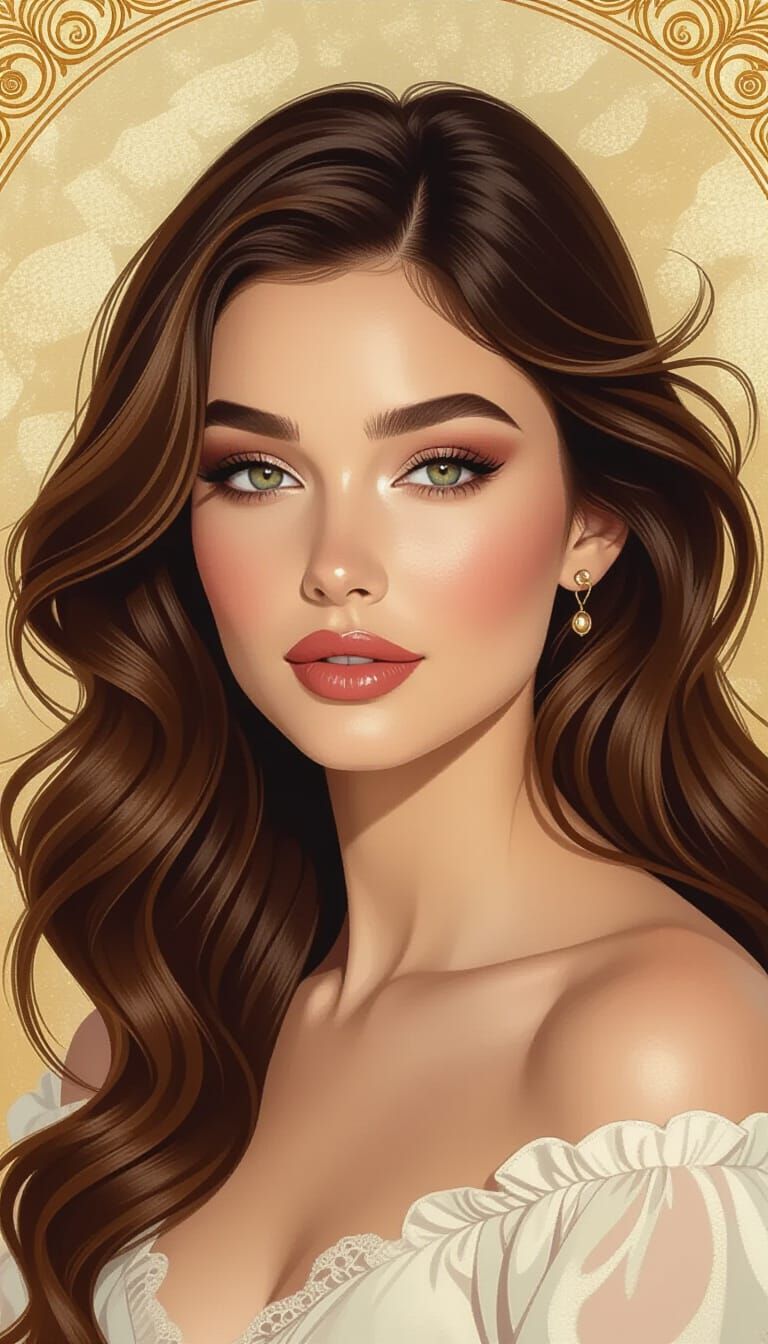 Elegant Woman Portrait in Classic Oil Painting Style