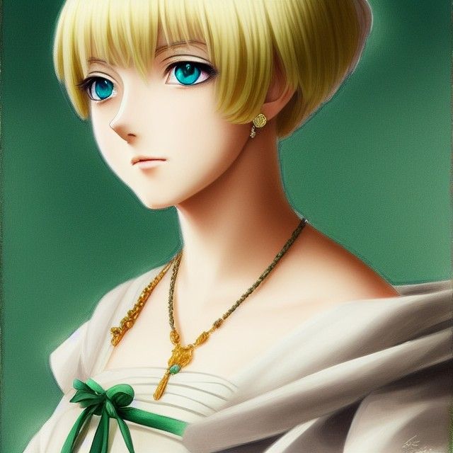 Anime Portrait of Young Grand Duchess with Green Eyes