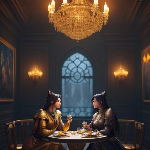 Dogs on a Date: Fantasy Art in 8k Resolution