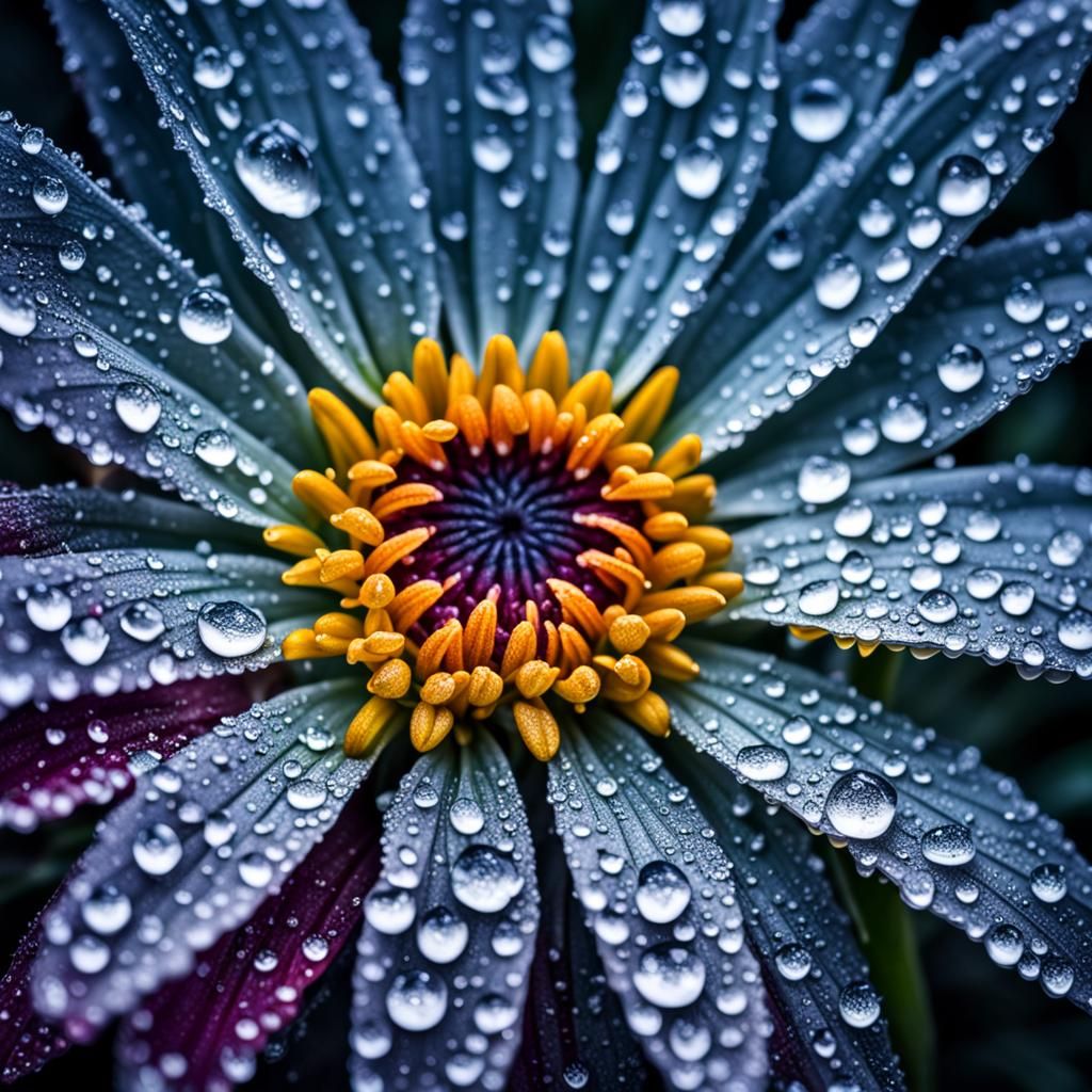 Dew-Kissed Flower in Hyperrealistic Detail