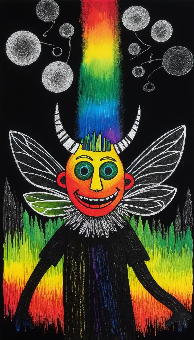 Surreal Childlike Drawing of a Friendly Demon