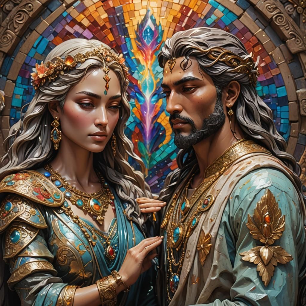 Divine Feminine Sacred Stone Twin Flame in Splash Art