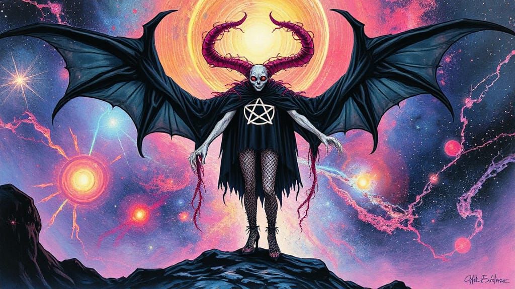 Colossal Archdaemon in Occult Pop Art Style