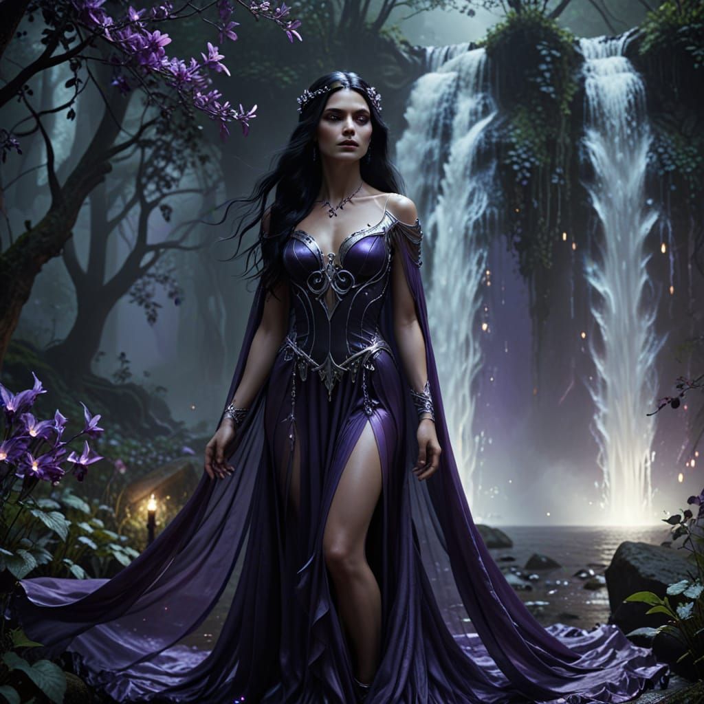 Ethereal Vampire Queen in Moonlit Forest
