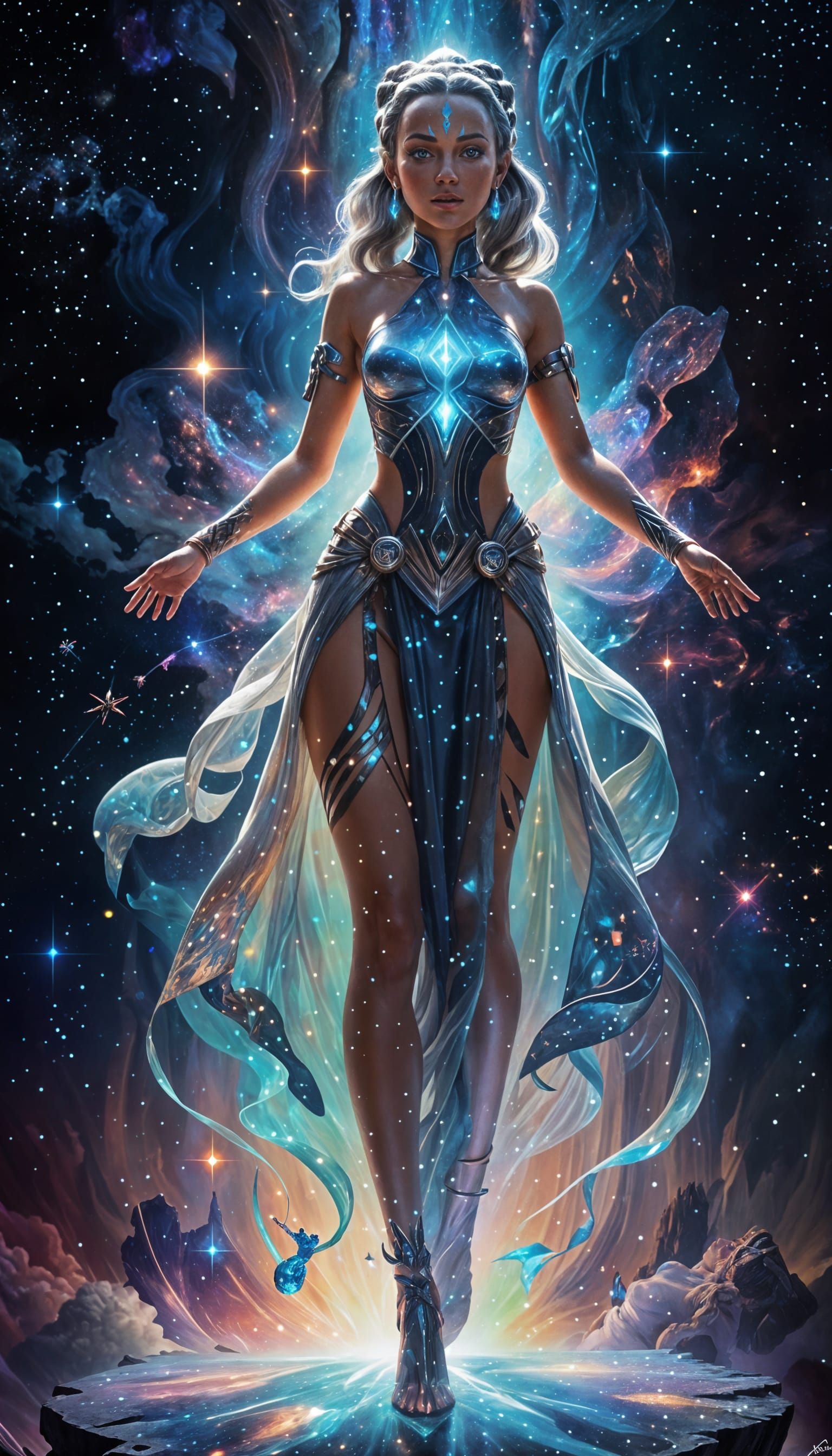 Ethereal Goddess Shines with Cosmic Energies