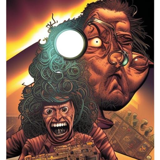 mad scientist with bulging eyes gone crazy