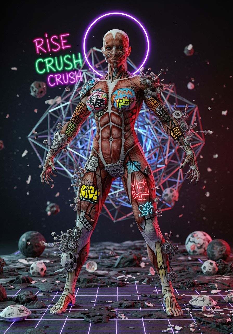 Futuristic Warrior Portrait With Cubist Brutality