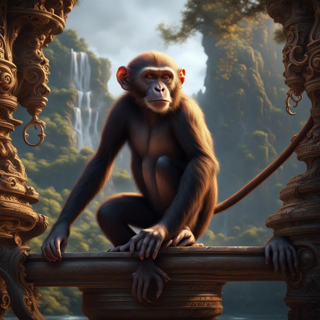 Fantastical Monkey Concept Art in Detailed Matte Painting