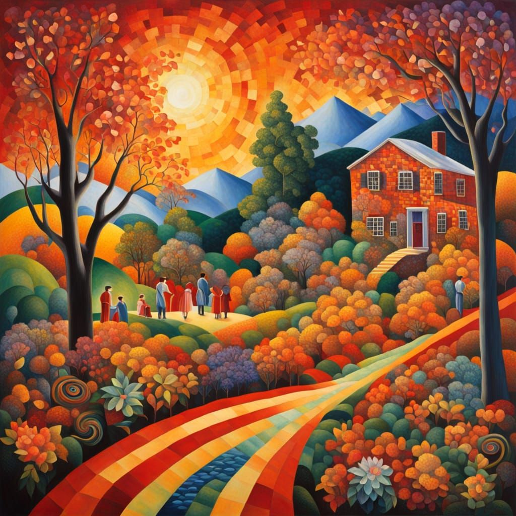 Abstract Ballet in Airbrush Style with Warm Colors