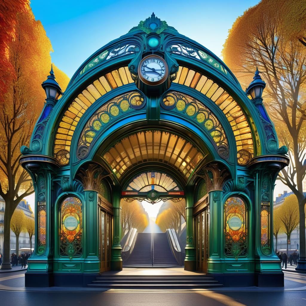 Art Nouveau Metro Station Entrance in Paris